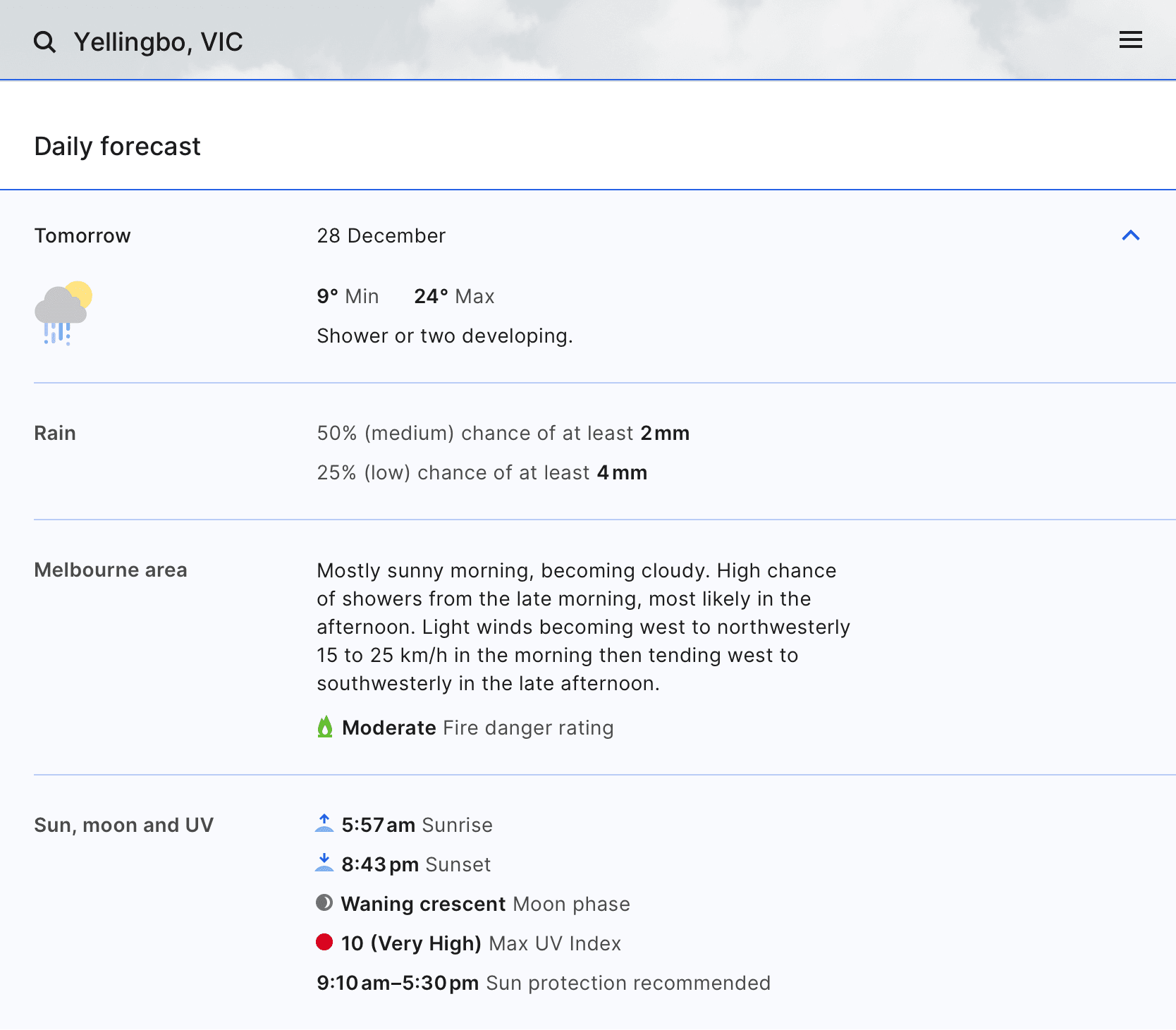 Weather forecast 